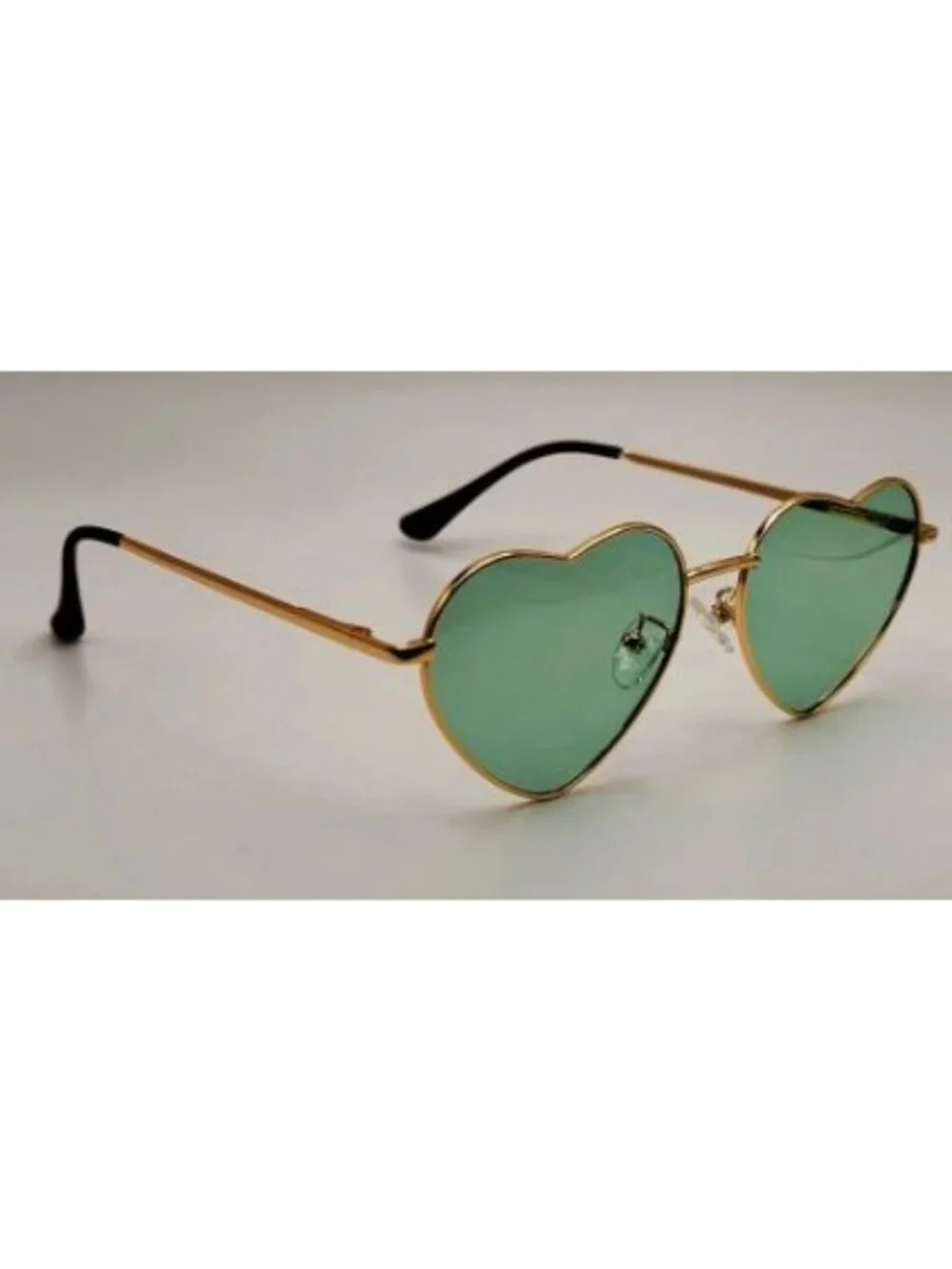 Heart-Shaped Light Green Sunglasses With Gold Frame